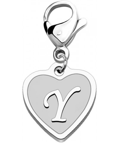 Initial Letter A-Z Alphabet Heart Charm for Bracelet Keychain Necklace Initial Stainless steel Clasp Clip on Charm intial Y $...