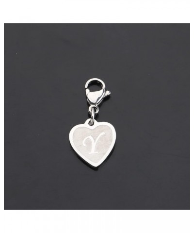 Initial Letter A-Z Alphabet Heart Charm for Bracelet Keychain Necklace Initial Stainless steel Clasp Clip on Charm intial Y $...