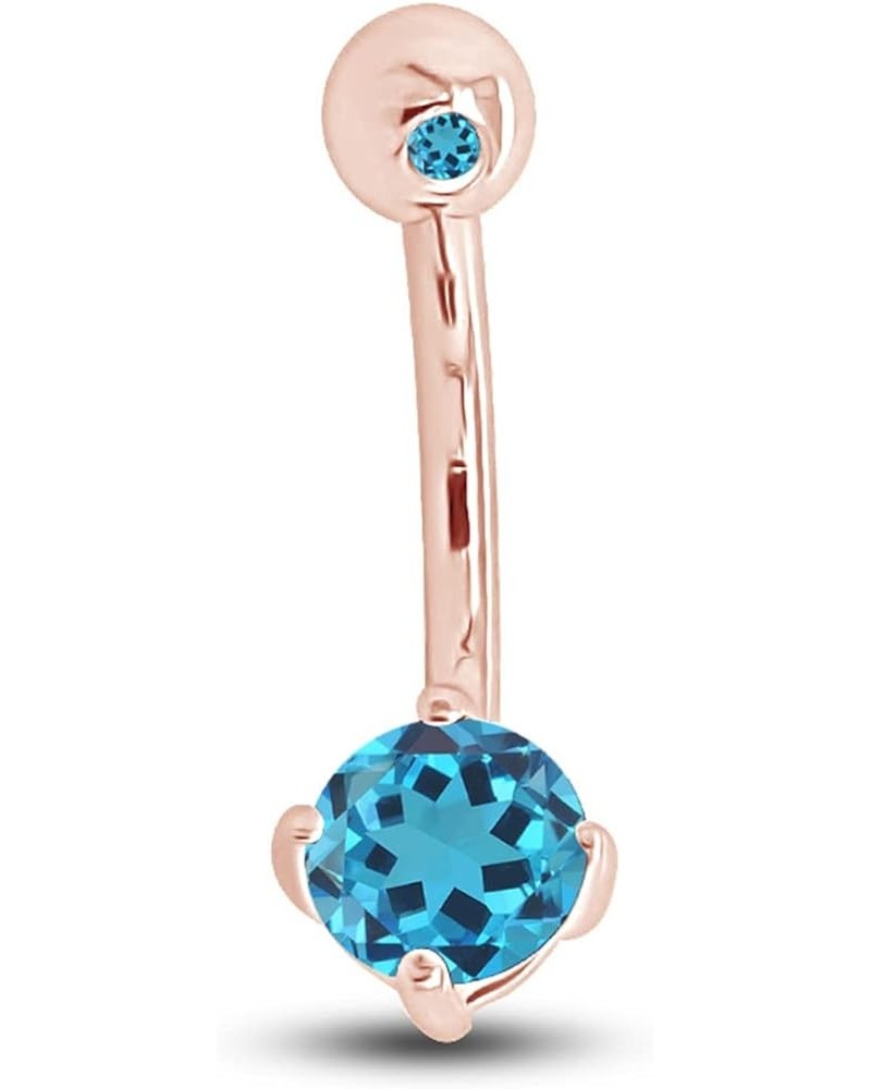 Body Piercing Belly Button Ring in 14K Gold Over Sterling Silver Gift For Her Rose Gold Over : Simulated Blue Topaz $13.80 Bo...