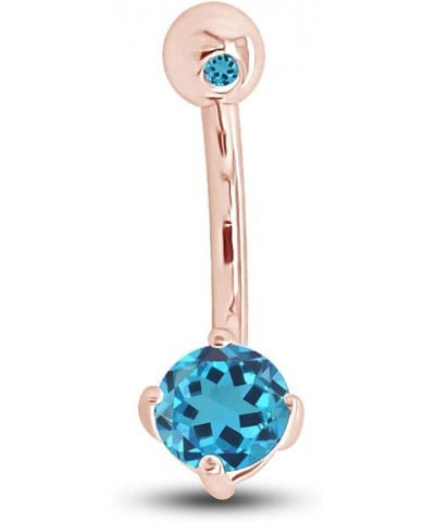 Body Piercing Belly Button Ring in 14K Gold Over Sterling Silver Gift For Her Rose Gold Over : Simulated Blue Topaz $13.80 Bo...