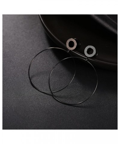 Ear Tunnels Surgical Steel Large Hoop Ear Plugs Expander Dangle Gauges Ear Gauges Stretcher Piercing 6mm-25mm Black - 3/4"(20...