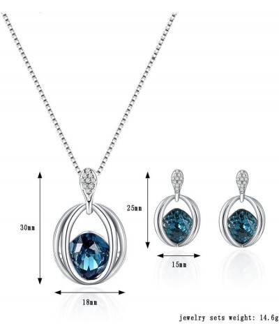 Zircon Crystal Blue Jewelry Set with Pendant Necklace and Earrings for Women and Teen Girls, Trendy Jewelry Gifts for Her, An...