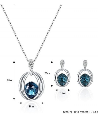 Zircon Crystal Blue Jewelry Set with Pendant Necklace and Earrings for Women and Teen Girls, Trendy Jewelry Gifts for Her, An...