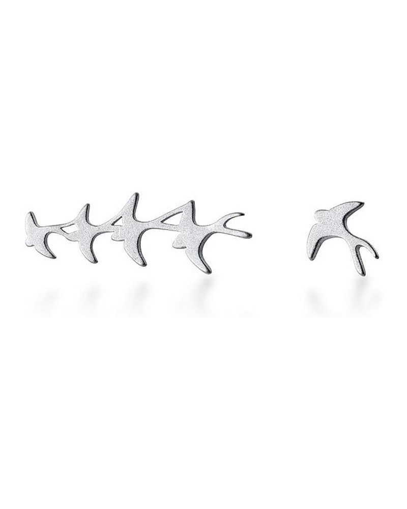 Swallow Bird Sterling Silver Earrings for Women Girls Cute Hummingbird Cuff Wrap Crawler Climber Stud Earrings Asymmetrical B...