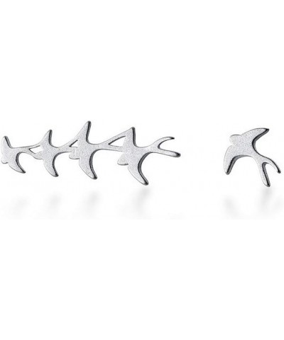 Swallow Bird Sterling Silver Earrings for Women Girls Cute Hummingbird Cuff Wrap Crawler Climber Stud Earrings Asymmetrical B...