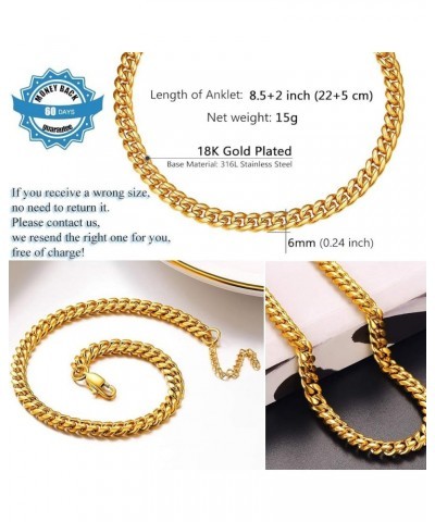 Stainless Steel Chain Anklets for Men Women, Silver/Gold Tone, Ankle Bracelets Hypoallergenic, 8-10.5 Inch Adjustable, Come G...