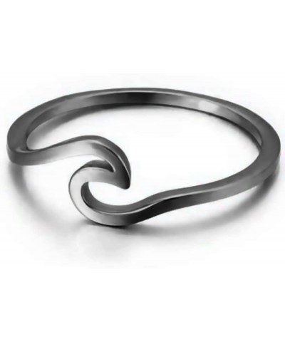 Stainless Steel Ocean Sea Wave Vacation Holiday Promise Statement Ring Black $7.83 Rings