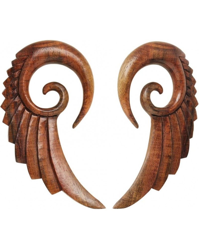 Hand Carved Organic Sono Wood Angel Wing Hanging Spiral Taper Plugs, Sold as a Pair 10mm (00GA) $11.14 Body Jewelry