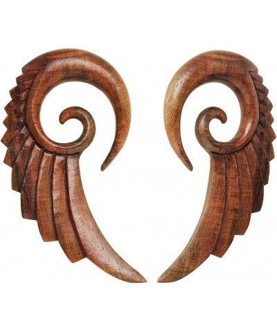 Hand Carved Organic Sono Wood Angel Wing Hanging Spiral Taper Plugs, Sold as a Pair 10mm (00GA) $11.14 Body Jewelry