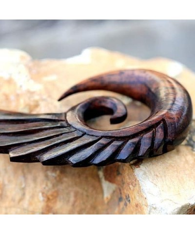 Hand Carved Organic Sono Wood Angel Wing Hanging Spiral Taper Plugs, Sold as a Pair 10mm (00GA) $11.14 Body Jewelry