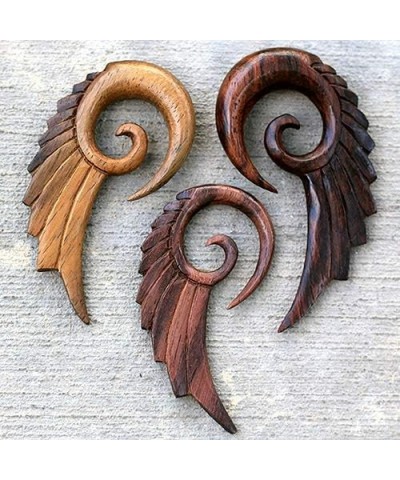 Hand Carved Organic Sono Wood Angel Wing Hanging Spiral Taper Plugs, Sold as a Pair 10mm (00GA) $11.14 Body Jewelry