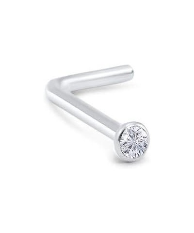 18k White Gold 1.5mm, 2mm, 2.5mm, or 3mm Bezel CZ 22G 20G 18G L Bend-2.5mm CZ-20G $21.07 Body Jewelry