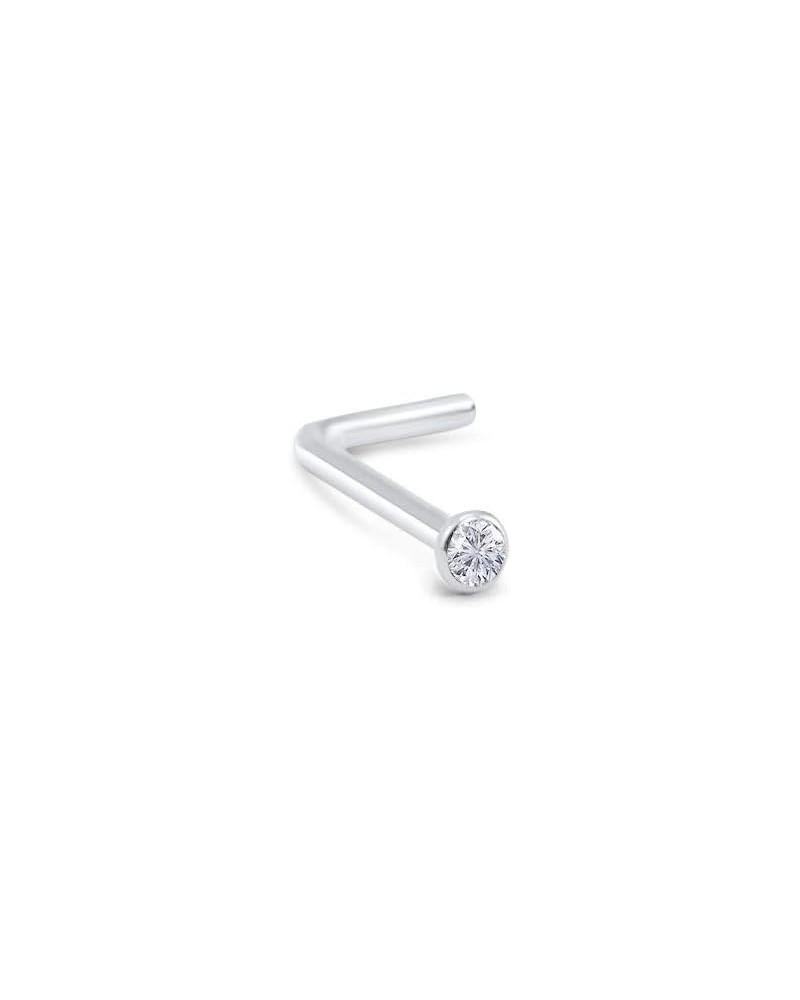 18k White Gold 1.5mm, 2mm, 2.5mm, or 3mm Bezel CZ 22G 20G 18G L Bend-2.5mm CZ-20G $21.07 Body Jewelry