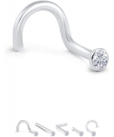 18k White Gold 1.5mm, 2mm, 2.5mm, or 3mm Bezel CZ 22G 20G 18G L Bend-2.5mm CZ-20G $21.07 Body Jewelry