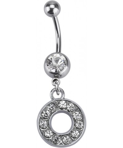 Dangle Belly Button Rings Initial 14G Surgical Steel Navel Ring 26 Letters Cubic Zirconia Body Piercing O $10.63 Body Jewelry