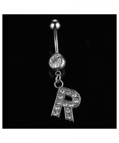 Dangle Belly Button Rings Initial 14G Surgical Steel Navel Ring 26 Letters Cubic Zirconia Body Piercing O $10.63 Body Jewelry