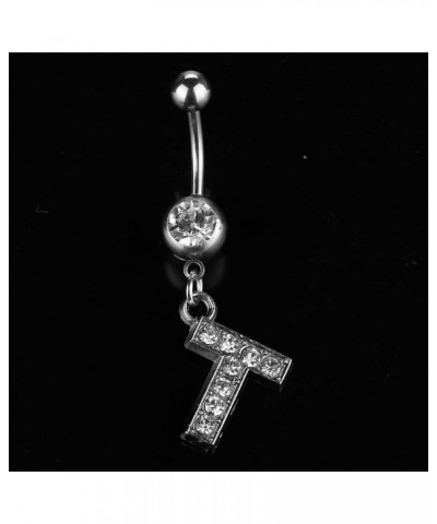 Dangle Belly Button Rings Initial 14G Surgical Steel Navel Ring 26 Letters Cubic Zirconia Body Piercing O $10.63 Body Jewelry