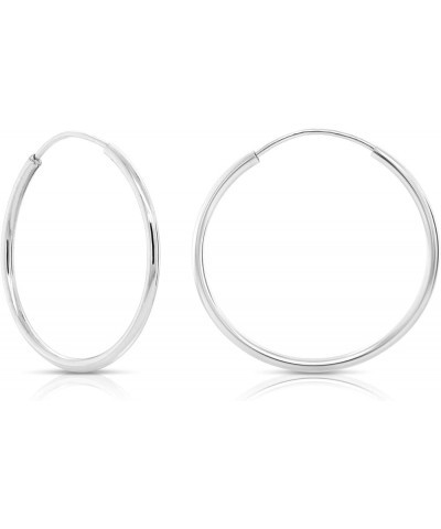 14k White Gold Round Endless Hoop Earrings - 10-18mm 18mm $16.17 Earrings