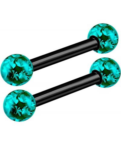 2pcs 16g Barbell Earrings Black Titanium G23 Helix Cartilage Anti Tragus Vertical Forward Triple Lobe Ferido Balls B2JCC Blue...