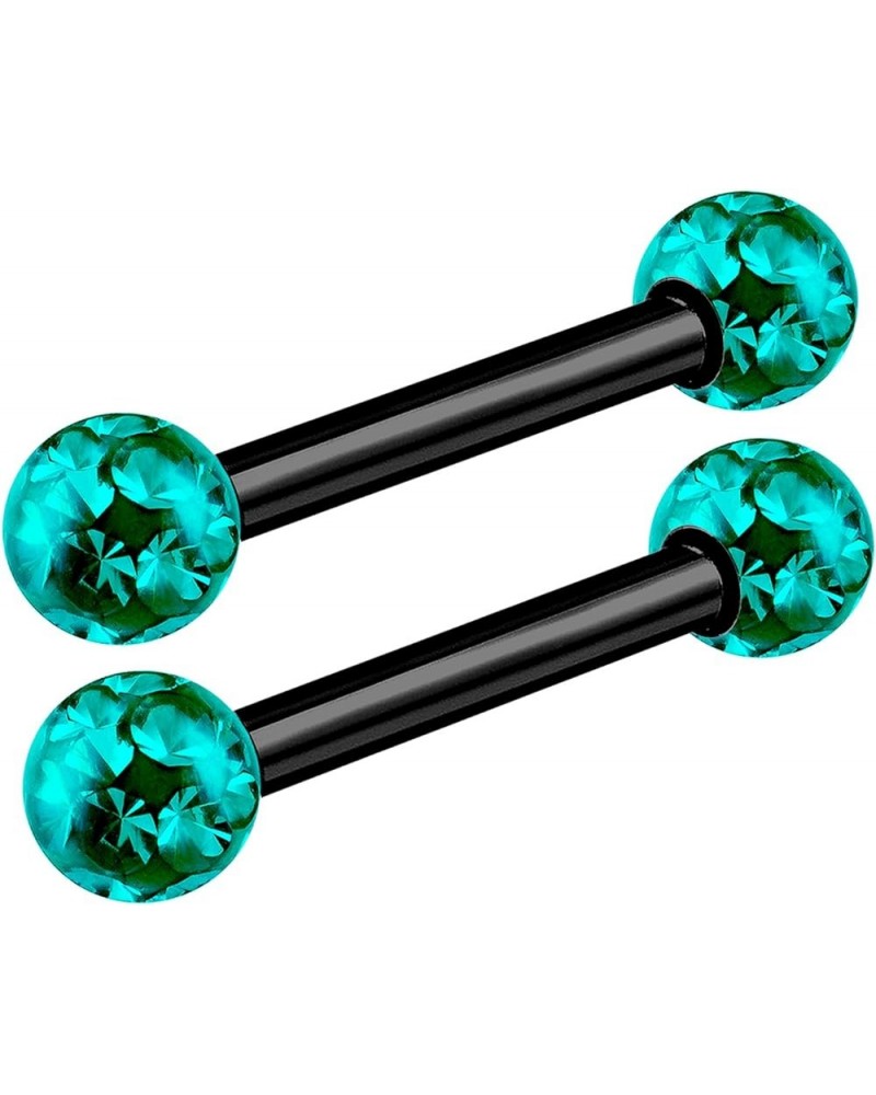 2pcs 16g Barbell Earrings Black Titanium G23 Helix Cartilage Anti Tragus Vertical Forward Triple Lobe Ferido Balls B2JCC Blue...