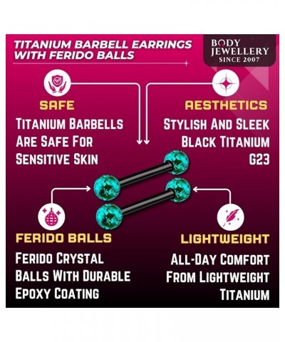 2pcs 16g Barbell Earrings Black Titanium G23 Helix Cartilage Anti Tragus Vertical Forward Triple Lobe Ferido Balls B2JCC Blue...