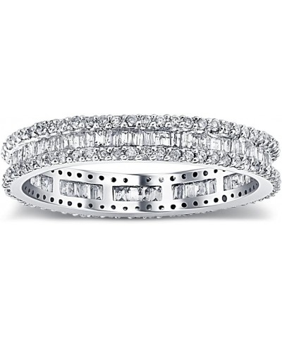 1 1/10 Ct Baguette & Diamond Eternity Ring Wedding Band in White or Yellow Gold White Gold $303.15 Rings