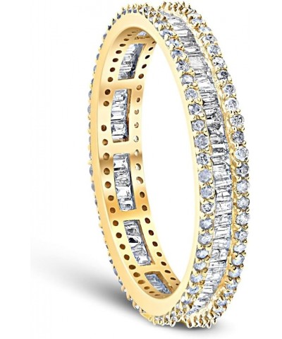 1 1/10 Ct Baguette & Diamond Eternity Ring Wedding Band in White or Yellow Gold White Gold $303.15 Rings