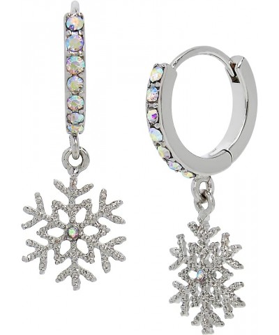 Womens Snowman Earrings One Size Snowflake Huggie Crystal/Rhodium $17.28 Earrings