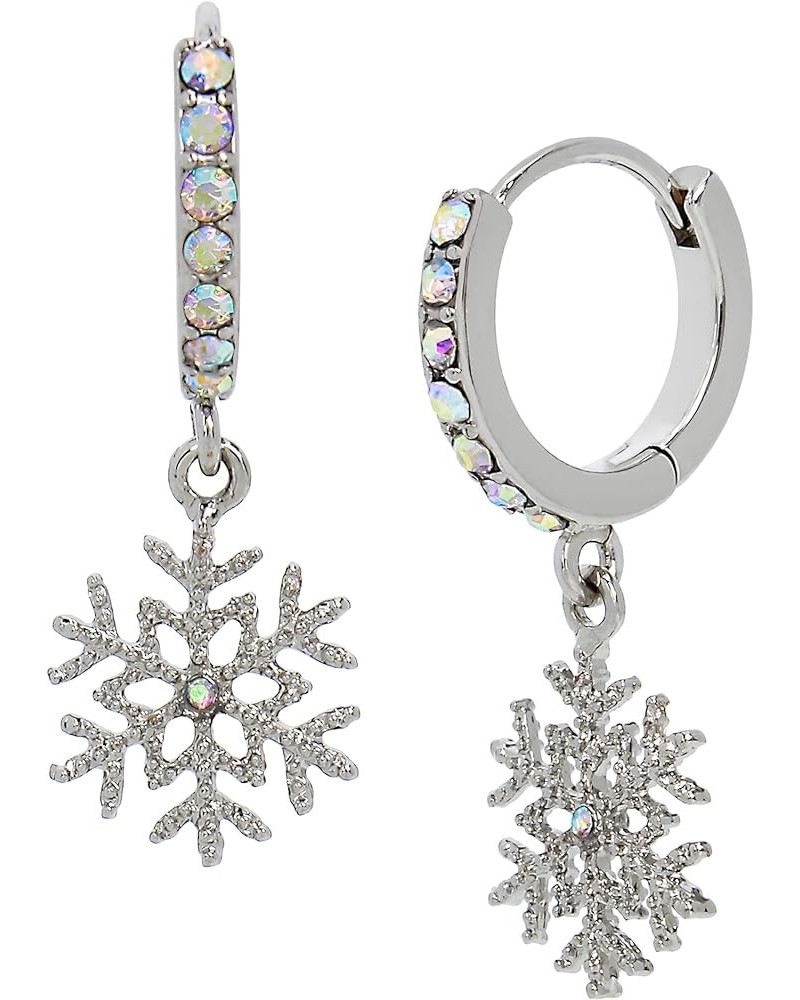 Womens Snowman Earrings One Size Snowflake Huggie Crystal/Rhodium $17.28 Earrings