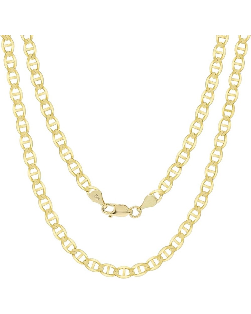 10k Yellow Gold Solid 4mm Anchor Mariner Link Chain Pendant Necklace, Womens Mens Jewelry 16" 18" 20" 22" 24" 26" 28" 30 20 $...