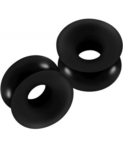 2PCS Silicone Black Double Flared Saddle Stretcher Ear Tunnel Gauge Plug Earring Lobe Piercing Jewelry Pick Size E:2PCS-1/2 i...