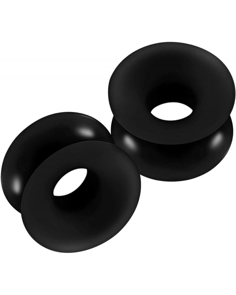 2PCS Silicone Black Double Flared Saddle Stretcher Ear Tunnel Gauge Plug Earring Lobe Piercing Jewelry Pick Size E:2PCS-1/2 i...