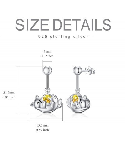 Cat Earrings 925 Sterling Silver Cute Earrings Hypoallergenic Nickel Free Earrings for Sensitive Ears Silver Stud Earrings Ka...