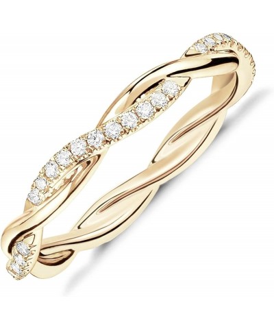 14K Gold Plated Cubic Zirconia Twisted Rope Eternity Band for Women 10 Yellow Gold $13.13 Rings