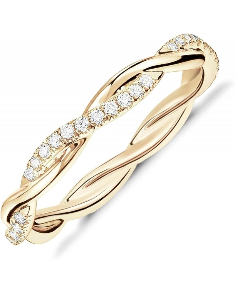 14K Gold Plated Cubic Zirconia Twisted Rope Eternity Band for Women 10 Yellow Gold $13.13 Rings