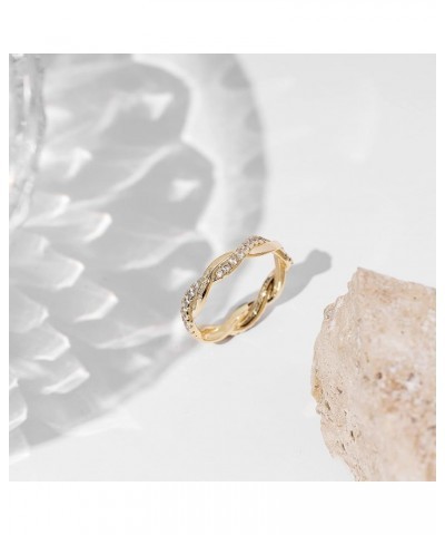 14K Gold Plated Cubic Zirconia Twisted Rope Eternity Band for Women 10 Yellow Gold $13.13 Rings