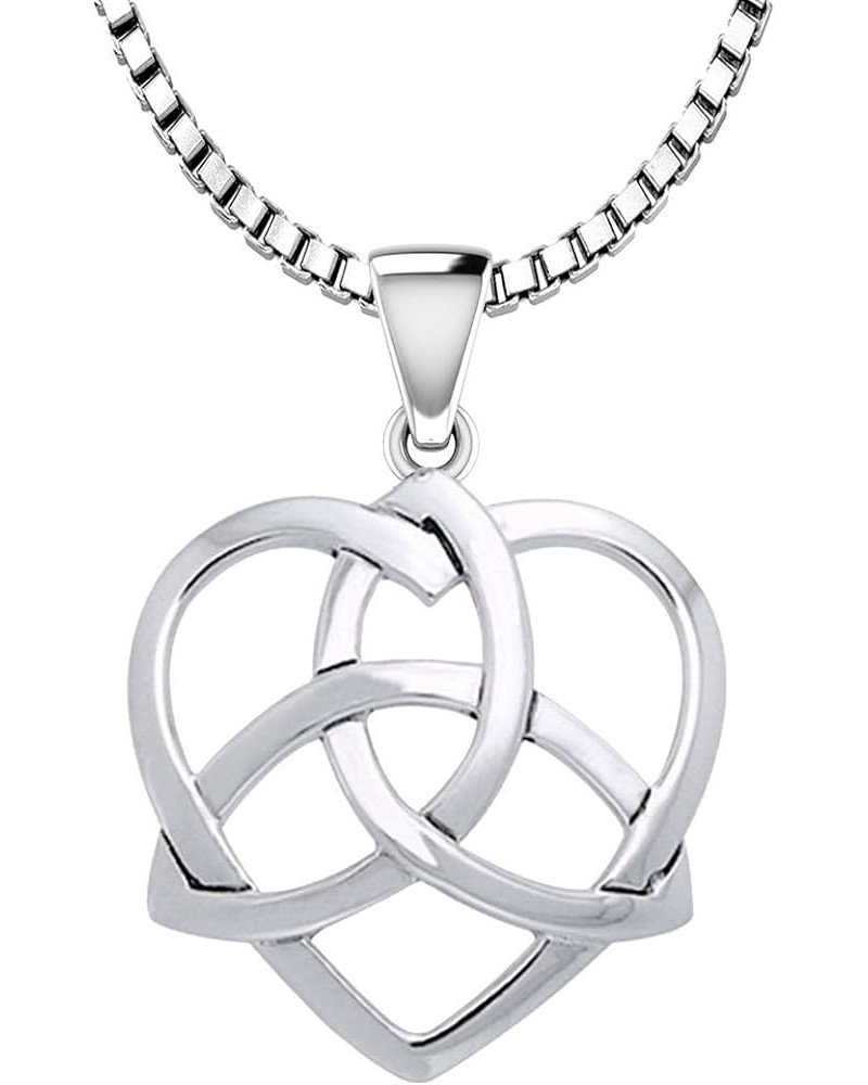 Ladies 925 Sterling Silver Irish Celtic Trinity Knot Heart Pendant Necklace, 18" to 24 24in, 2.2mm Box Chain $57.12 Necklaces