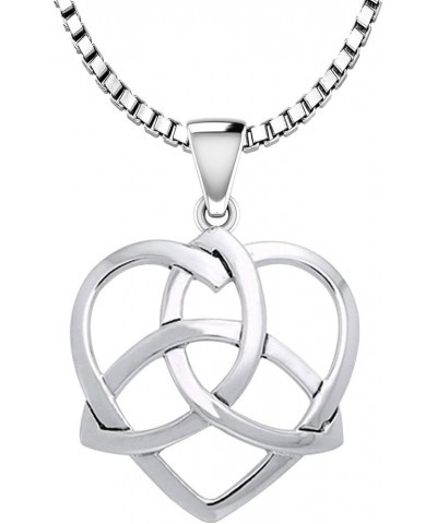 Ladies 925 Sterling Silver Irish Celtic Trinity Knot Heart Pendant Necklace, 18" to 24 24in, 2.2mm Box Chain $57.12 Necklaces