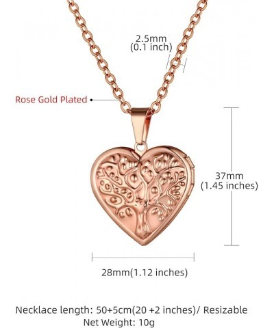 Heart Locket Necklace for Women, 18K Gold Plated/Platinum Plated/Rose Gold Flower/Tree of Life Memorial Photo Locket Necklace...