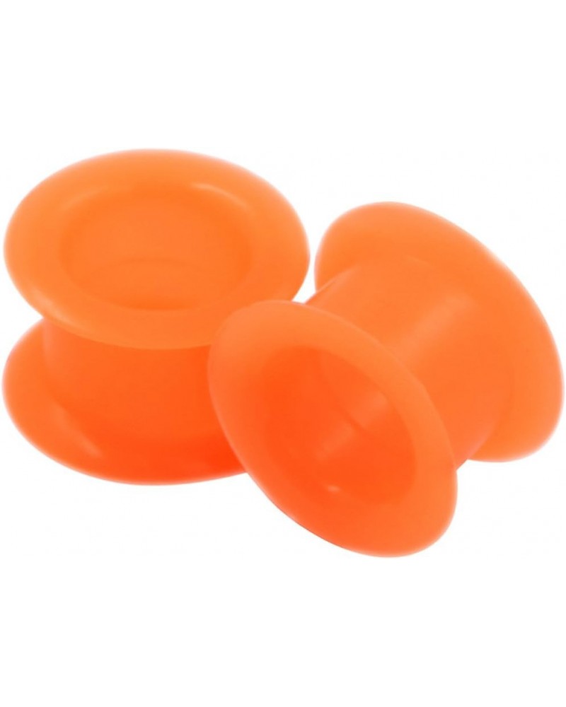 2 PC Colorful Hard Silicone Flexible Ear Skin Tunnels Plugs Hollow Ear Gauges 2G-25mm hard-orange 16mm(5/8") $8.39 Body Jewelry