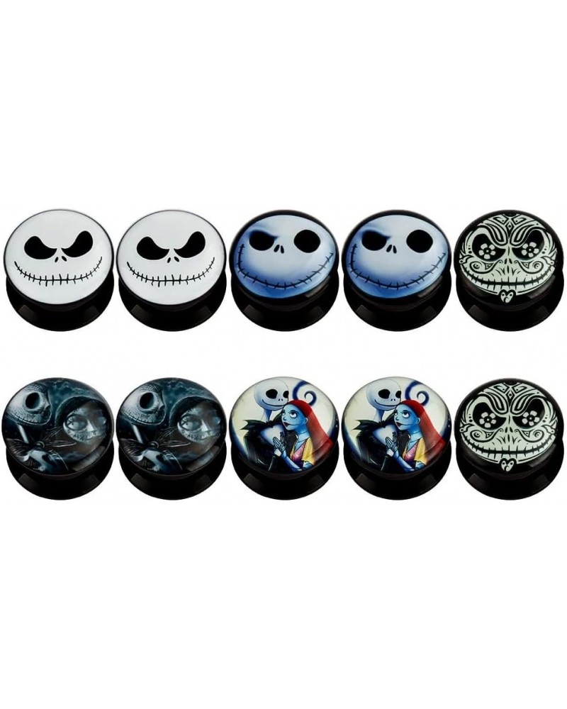 KUBOOZ(5 Pairs Smiling-Skull Acrylic Ear Plugs Tunnels Gauges Stretcher Piercings 2g(6mm) $11.39 Body Jewelry