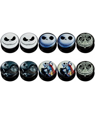 KUBOOZ(5 Pairs Smiling-Skull Acrylic Ear Plugs Tunnels Gauges Stretcher Piercings 2g(6mm) $11.39 Body Jewelry