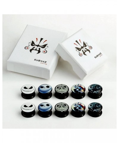 KUBOOZ(5 Pairs Smiling-Skull Acrylic Ear Plugs Tunnels Gauges Stretcher Piercings 2g(6mm) $11.39 Body Jewelry