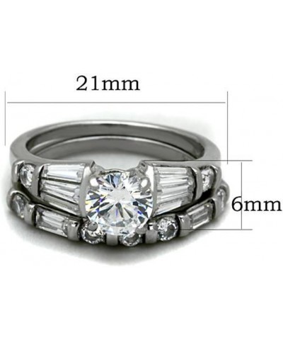 His and Her Stainless Steel 2.50 Carat Cubic Zirconia Bridal Set and Men's Titanium Wedding Band Women's Size 10 Men's Size 0...