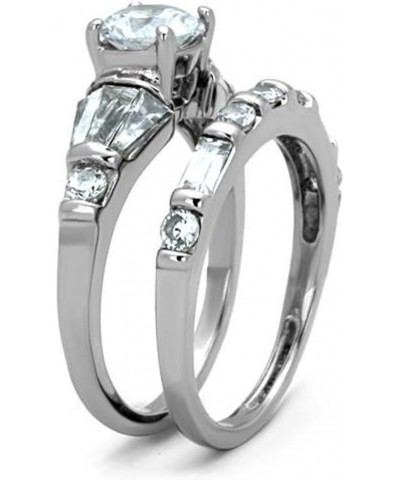 His and Her Stainless Steel 2.50 Carat Cubic Zirconia Bridal Set and Men's Titanium Wedding Band Women's Size 10 Men's Size 0...