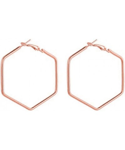 Geometric Hollow Big Hoop Earrings Gold Plated Square Stud Earrings Dangle Jewelry for Women K-rose gold $6.47 Earrings