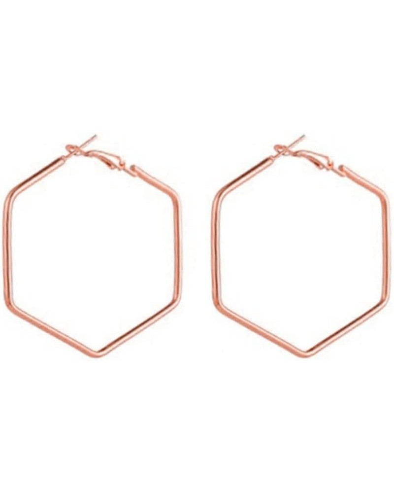 Geometric Hollow Big Hoop Earrings Gold Plated Square Stud Earrings Dangle Jewelry for Women K-rose gold $6.47 Earrings