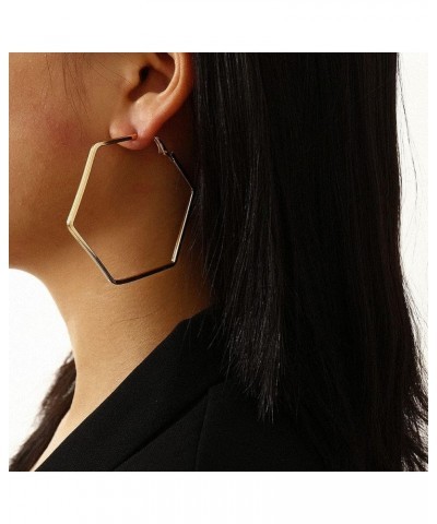 Geometric Hollow Big Hoop Earrings Gold Plated Square Stud Earrings Dangle Jewelry for Women K-rose gold $6.47 Earrings