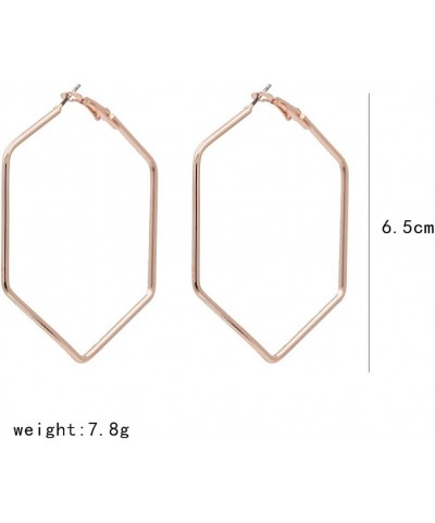 Geometric Hollow Big Hoop Earrings Gold Plated Square Stud Earrings Dangle Jewelry for Women K-rose gold $6.47 Earrings