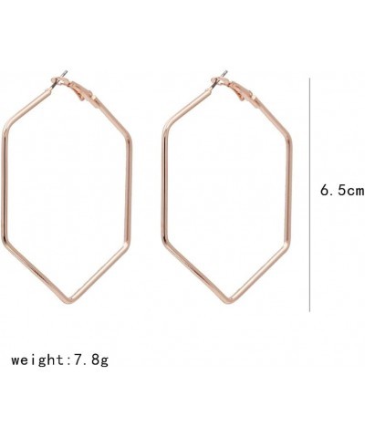 Geometric Hollow Big Hoop Earrings Gold Plated Square Stud Earrings Dangle Jewelry for Women K-rose gold $6.47 Earrings